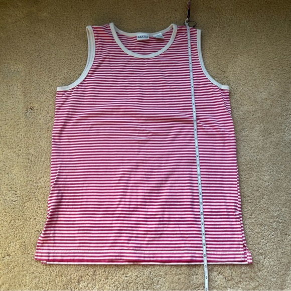 Izod Women’s Pink & White Striped Basic Tank Top - Size L - VGUC - 100% Cotton - Picture 5 of 5
